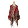 Ethnic Style Cashew Flower Polyester Long Scarf Retro Tassel Embroidered Cheongsam Scarf Travel Shawl Headscarf
