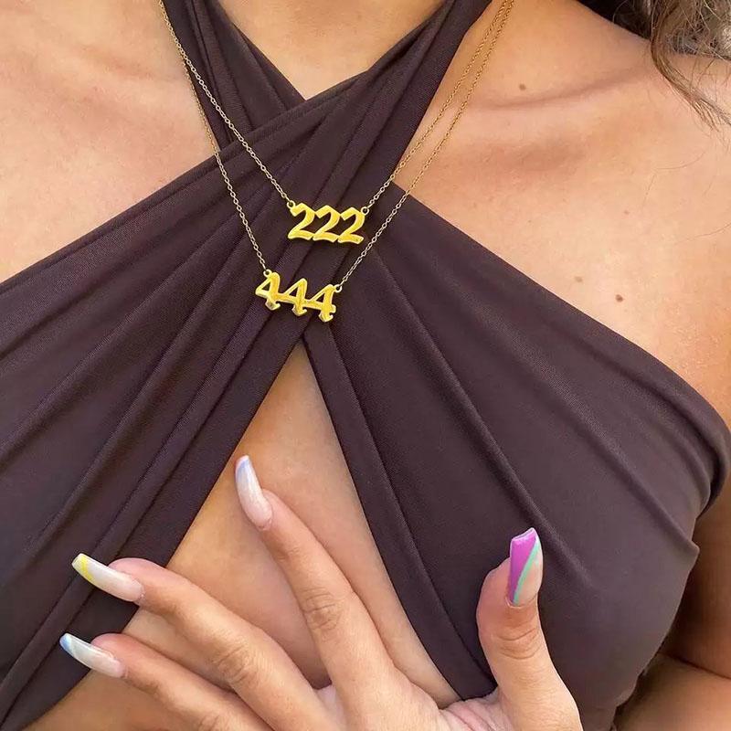 Angel Number Necklaces For Women 111 222 333 555 666 777 888 999 444 Devil Necklace Stainless Steel Pendant Men Bff Goth Jewelry