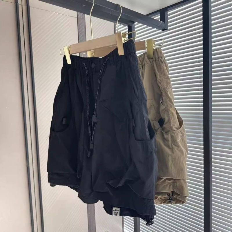 Мужской летний тонкий повседневный комбинезон с большим карманом - однотонные свободные прямые шорты