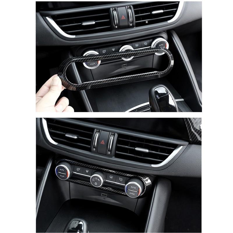 For Alfa Romeo Giulia Stelvio 2017-2019 Car Center AC Air Conditioning Adjustment Frame Trim Cover Accessories,Carbon