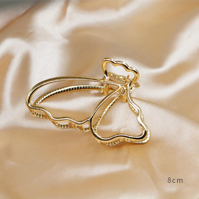 Корейская простая металлическая золотая заколка-краб для волос в форме бабочки, геометрическая элегантная заколка-краб для девочек, головной убор, женские аксессуары для волос