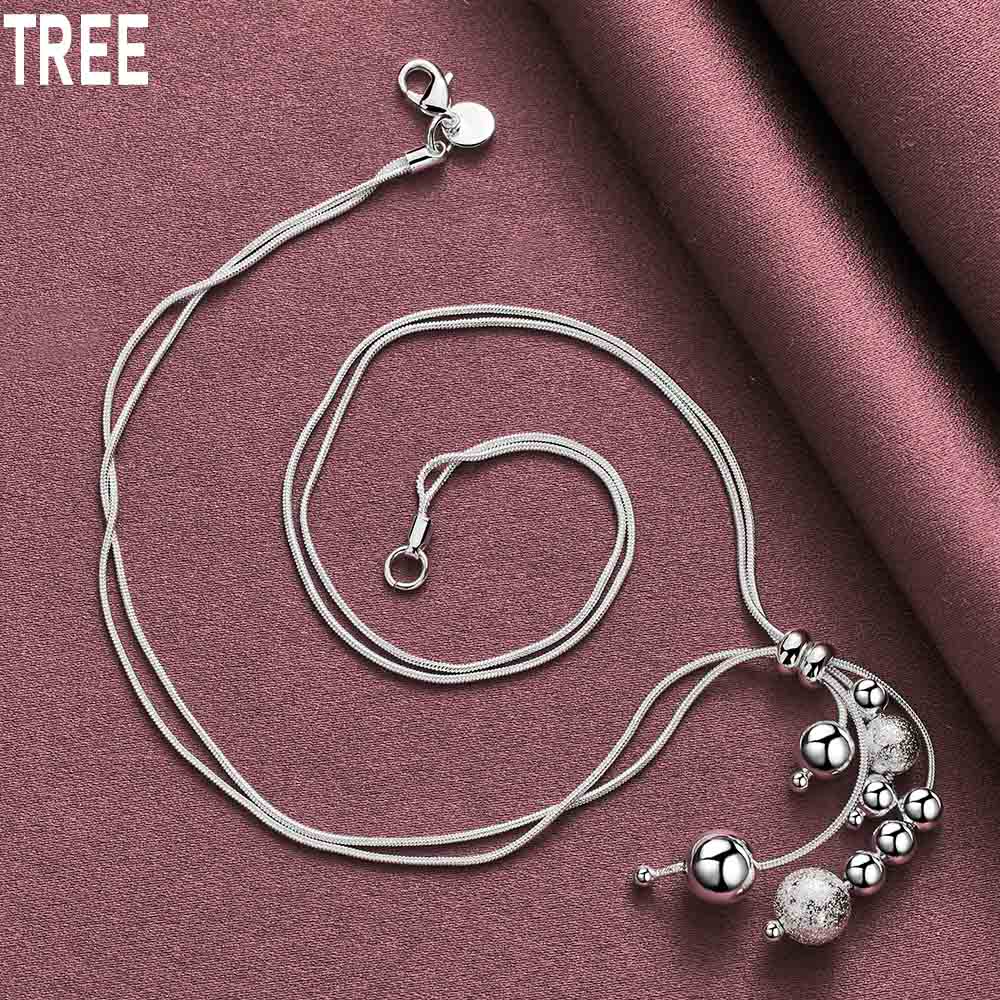 Ожерелье из двойного змеиного ожерелья из стерлингового серебра 925 пробы с матовыми гладкими бусинами, модные свадебные украшения