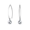 Minimalist Geometric Linear Long Thin Ear Wire Threader Ball Drop Earrings for Women Teens Sterling Silver 8MM Beads .925