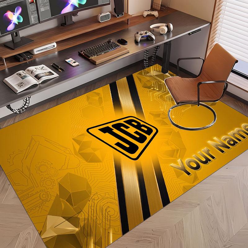Custom Rug JCB Pattern Print Name Text Soft Non‑Slip Floor Carpet for Home Indoor Decoration
