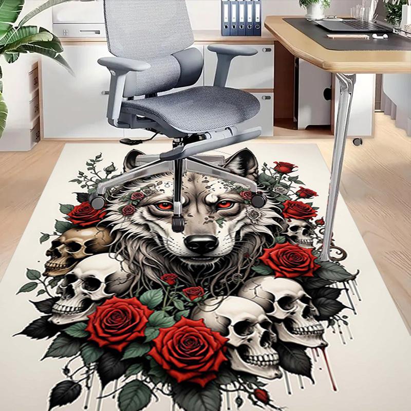 1PC wolves, skeletons Non-Slip Floor carpet, suitable for Office, bedroomand playrooms. It can also be used as a sofa footrest cover-T25