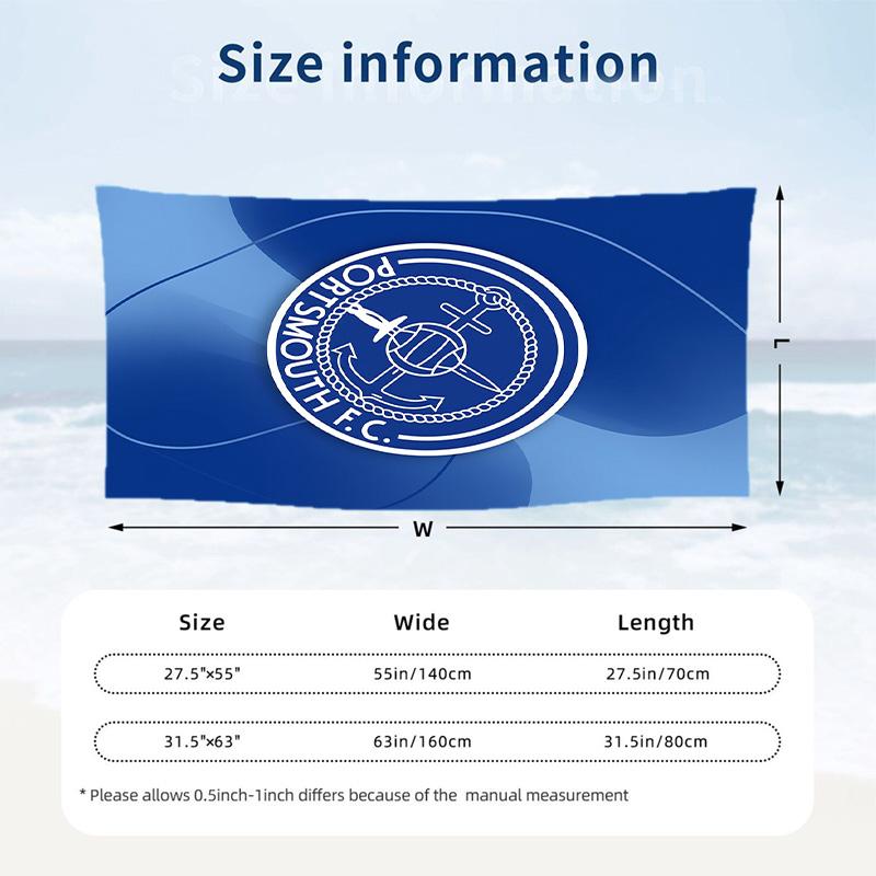 Полотенце для пляжа Portsmouth FC, быстросохнущее, из микрофибры, впитывающее, портативное, для путешествий, для плавания