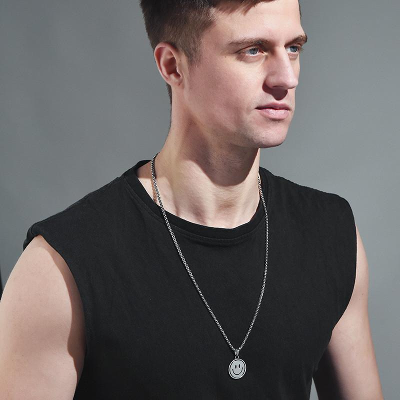 Модное вращающееся ожерелье со смайликом, уникальная хип-хоп подвеска для мужчин и женщин