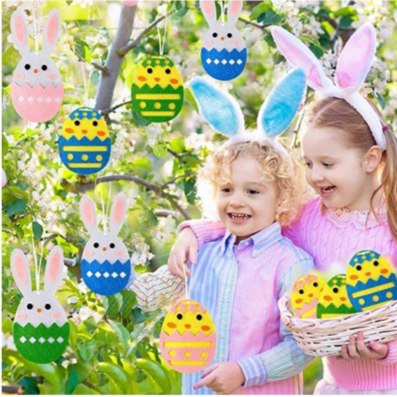 Детские пасхальные наборы для рукоделия из фетра Наборы для шитья,Вышивание из фетра,Креативный набор для шитья для начинающих,Набор для рукоделия из фетра,Пасхальные яйца Пасхальный кролик