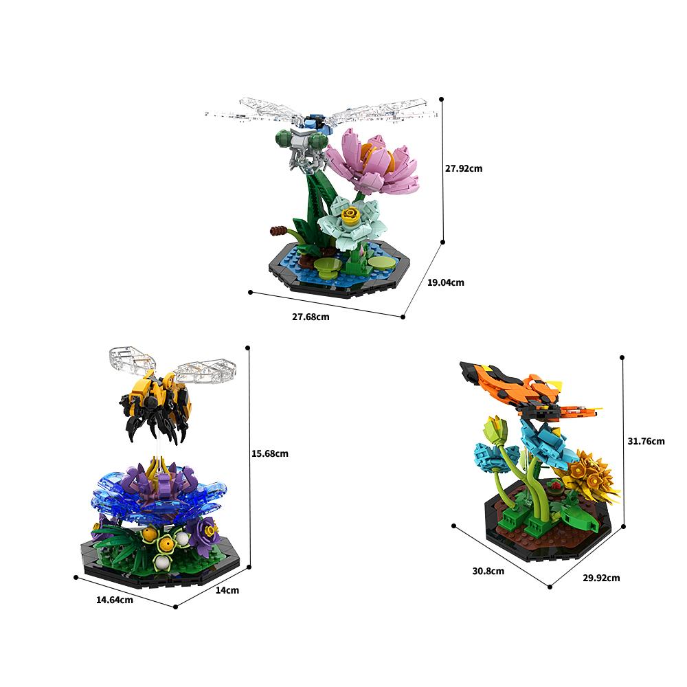 Gobricks MOC Honeybee Butterfly Dragonfly Bricks Симпатичная модель Bee Garden DIY Building Blocks Set Обучающие игрушки для детей Подарок