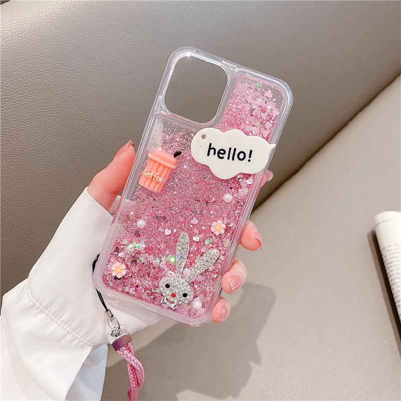 Силиконовый чехол для телефона Quicksand со шнурком для моделей Xiaomi 10, 11T Pro, Max 2, CC9, 8 — полный комплект с мультяшными рисунками для женщин и молодежи.