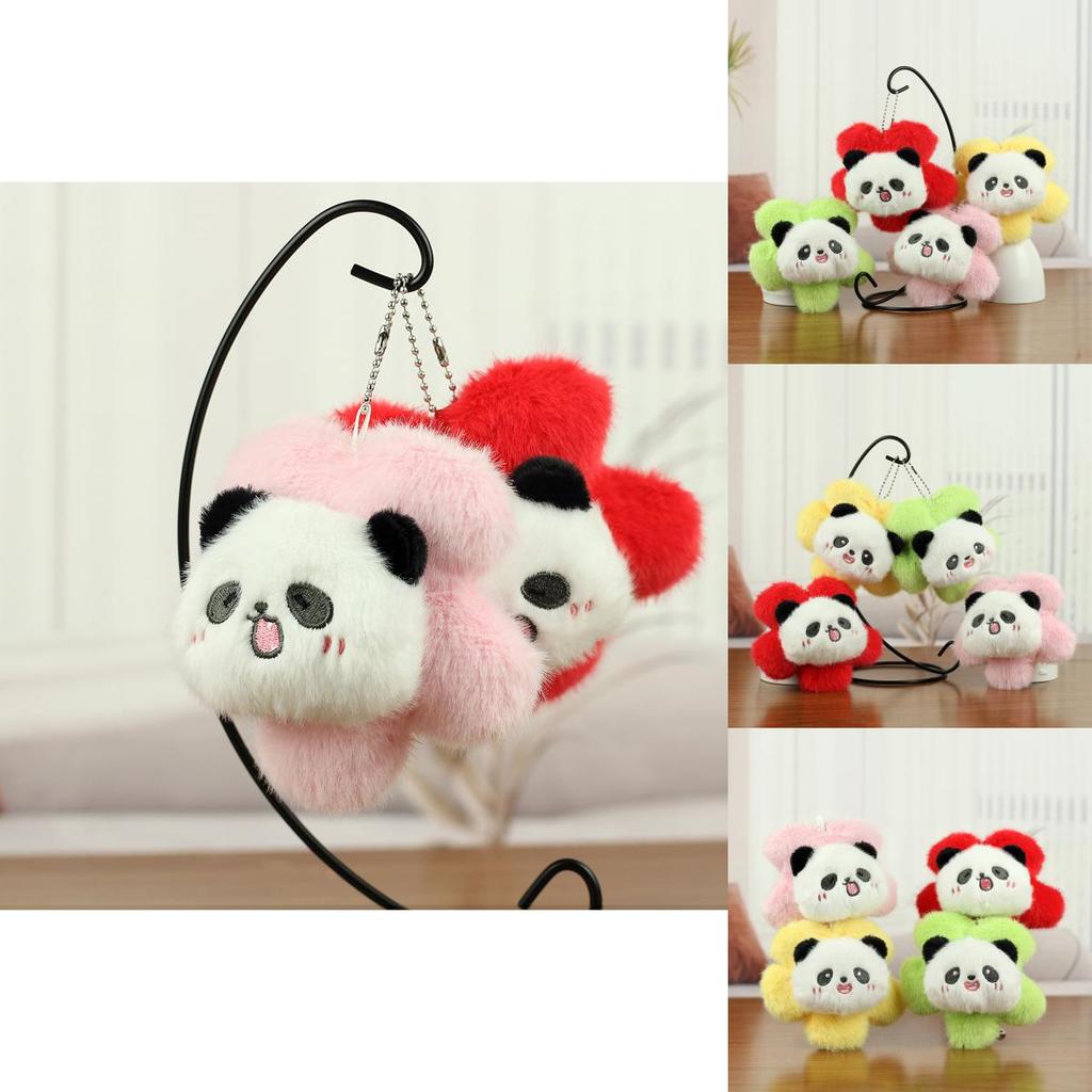 Cute Floral Panda Plush Pendant Ideal For Stylish Bag Charm Or Keyring Accessory