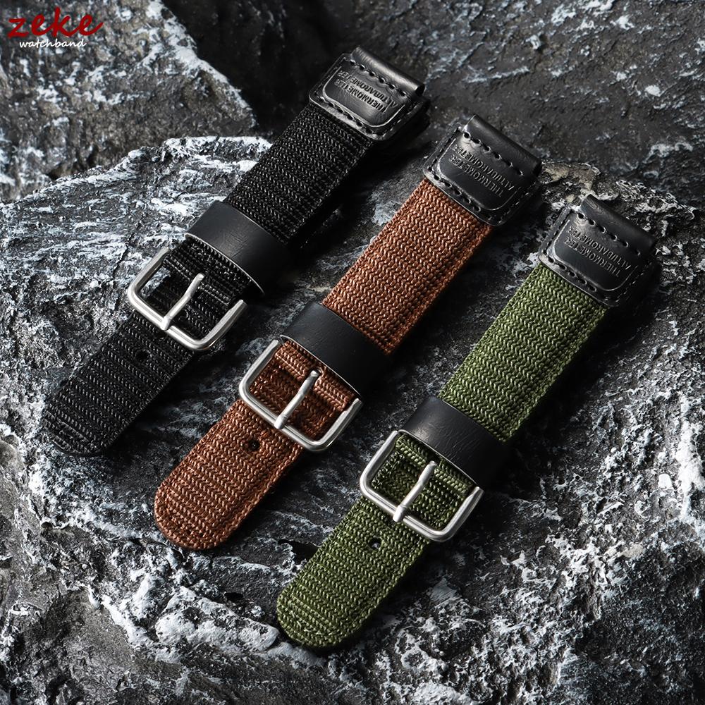 19-мм нейлоновый ремешок для часов Casio FT-500WC Черный Зеленый Коричневый Браслет Холст Кожа Дышащий Спортивный Наручный Ремешок для Мужчин Женщин