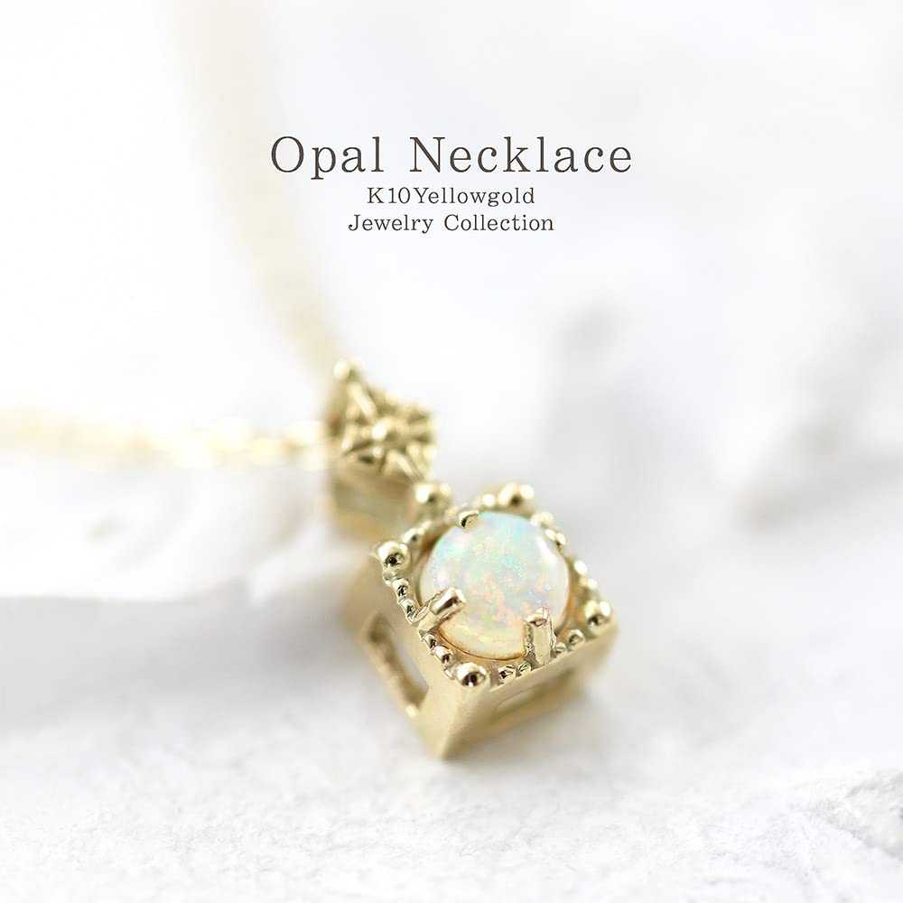 Barzaz Опал Натуральный Желтый Маленькое Ожерелье, Камень, Золото, Женское, K10, 10K,