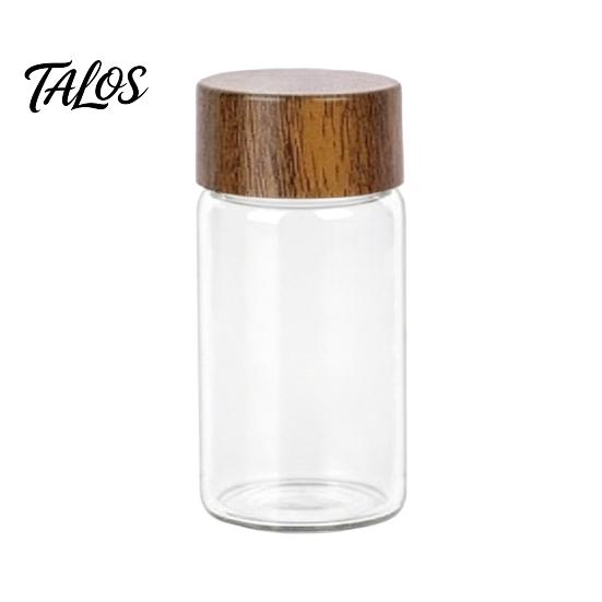 Мини-банка Talos Glass с деревянной крышкой, влагостойкий портативный маленький контейнер, для кофейных зерен, чая, сахара, специй, кухонный органайзер