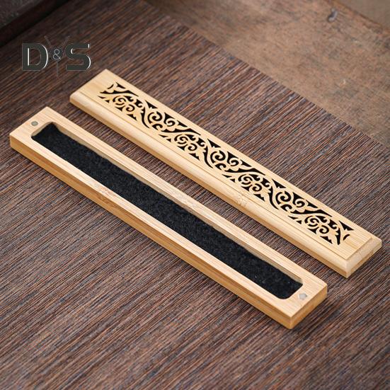 Бамбуковая шкатулка для благовоний в стиле ретро, резная подставка для благовоний, улавливатель пепла для медитации, сна, снятия стресса, декор для чайной комнаты