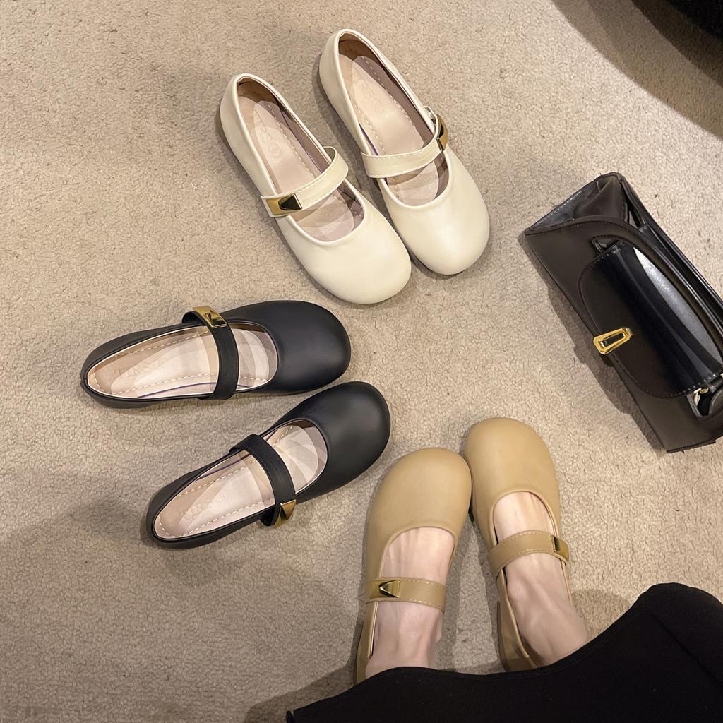 Корейская версия весенне-осенней новой феи одиночные туфли с круглым носком 2025 года, туфли бабушки, женские туфли Мэри Джейн с мягкой подошвой и толстым каблуком, женские туфли l