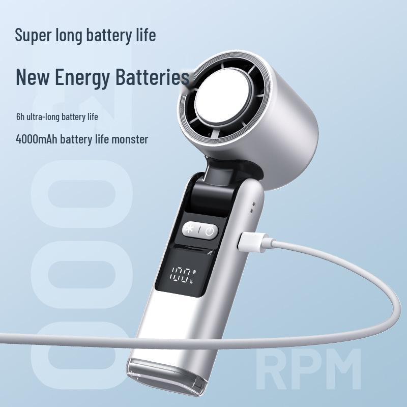 Мини-ручной складной вентилятор с 100 скоростями, функцией ледяного компресса, LED и возможностью ношения на шее