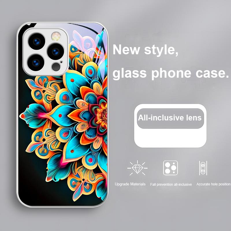 Абстрактный Цветок Зеленый Для IPhone 16 Pro Max 15 P Lus 14 Pro 13 12 Mini 11 P Ro Max X XS 7 8 Plus 2022 Закаленное Стекло Чехол для Телефона