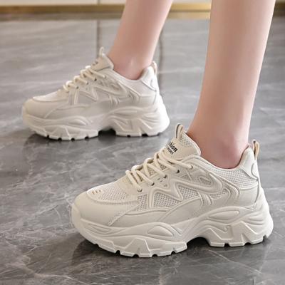 2024 Новые Туфли Женские Шнуровка Женские Вулканизированные Туфли Осенние Воздухопроницаемые Сетчатые Твердые Уличные Повседневные Удобные Спортивные Туфли