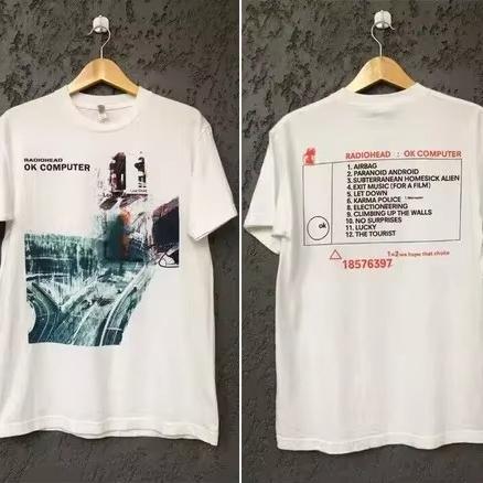 Summer Hot Sale American Vintage Radiohead Ok Computer Albums 90s Graphics T Shirts Unisex Lightweight Printed Short Sleeve Casual Outdoor Cotton Tee