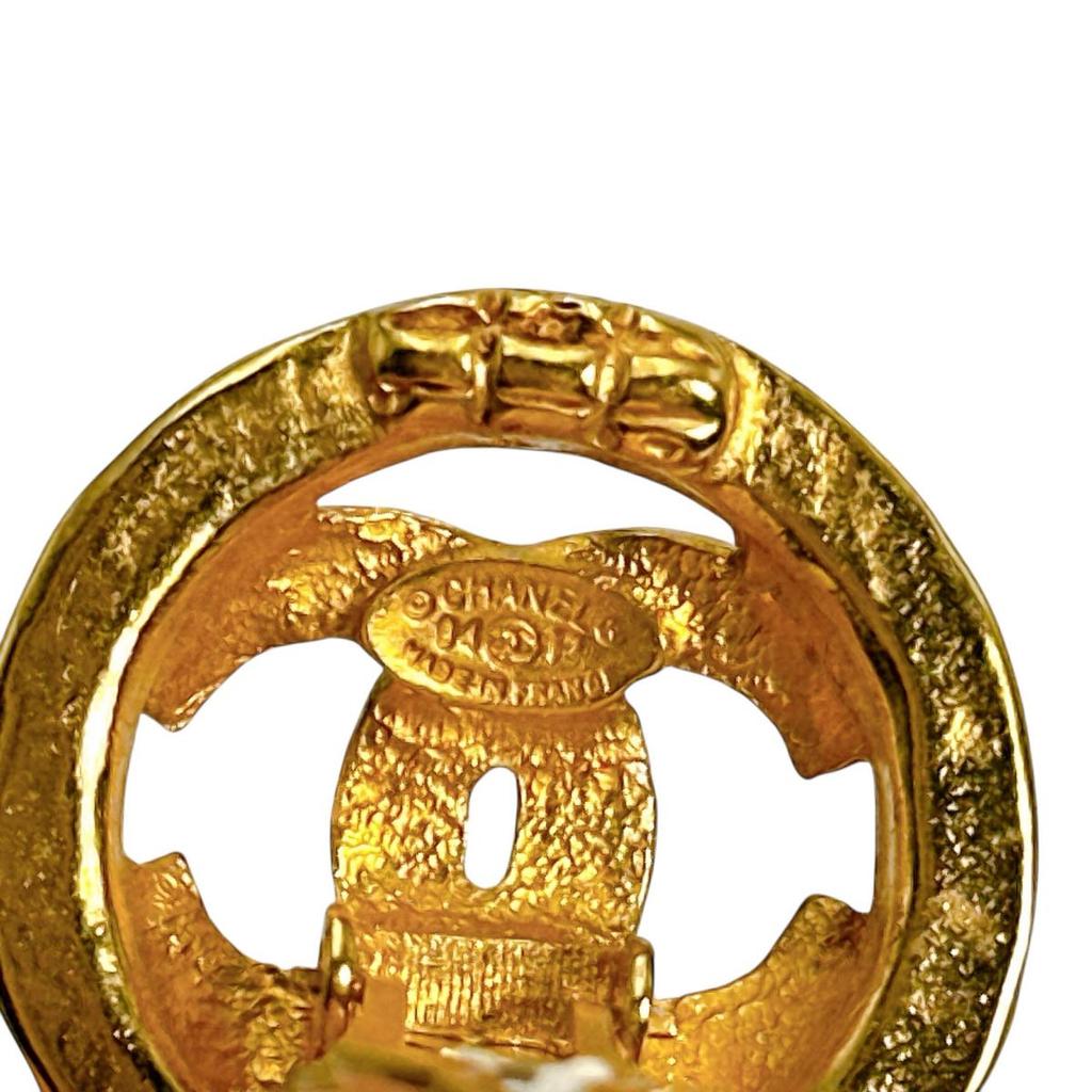 CHANEL Vintage large 94P COCO Mark Earring metal gold Women Used