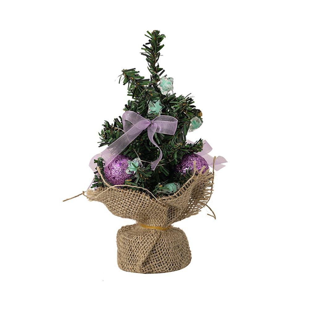 With LED Light Desktop Tree Ornaments 20cm Artificial Christmas Pine Tree Children Gifts