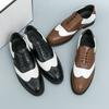 Size 38-46 Classic Men Block Shoes Luxury Comfortable Brand Leather Shoes British Lace Up Business Banquet Dress Shoes