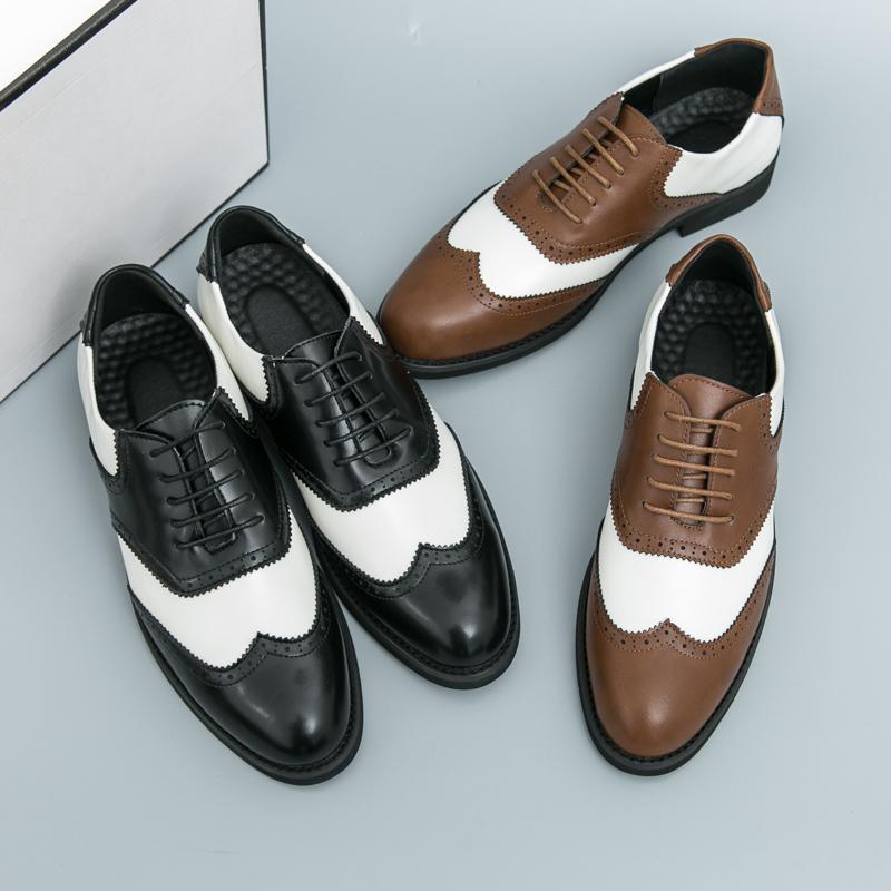 Fashion Size 38-46 Classic Men Block Shoes Luxury Comfortable Fashion Brand Leather Shoes British Lace Up Business Banquet Dress Shoes