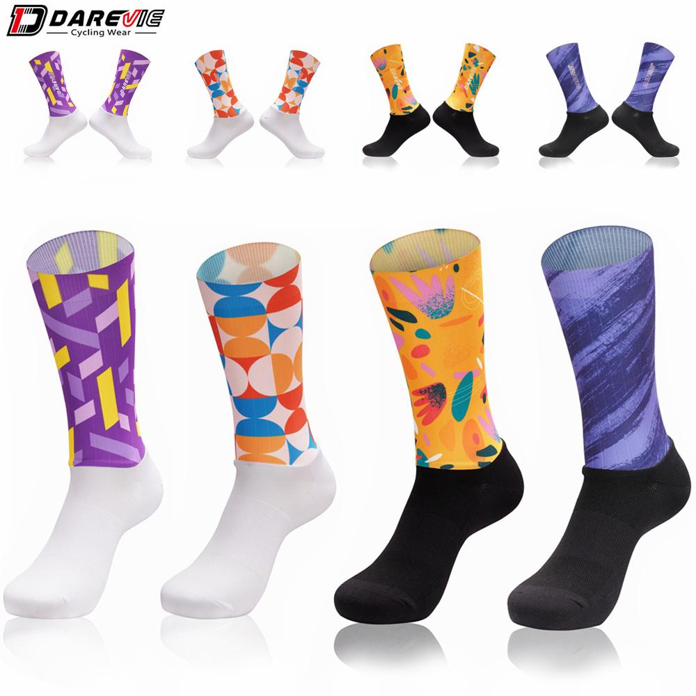 Darevie Manufacturer Knit Cycling Socks Custom Breathability One Piece Elastic Cycling Socks