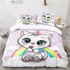 Rainbow Cat Bedding Set Single Twin Full Queen King Size Kawaii Girl Bed Set Aldult Boys Bedroom Duvetcover Sets 3D Print 013
