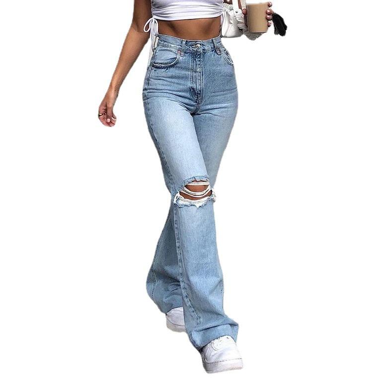 Джинсовые широкие брюки, рваные джинсы Bootcut