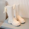 Kids High Boots Spring Autumn Elegant Children's Boots for Girls Fashion Versatile Princess Causal Bowknot Leather Boots Chic