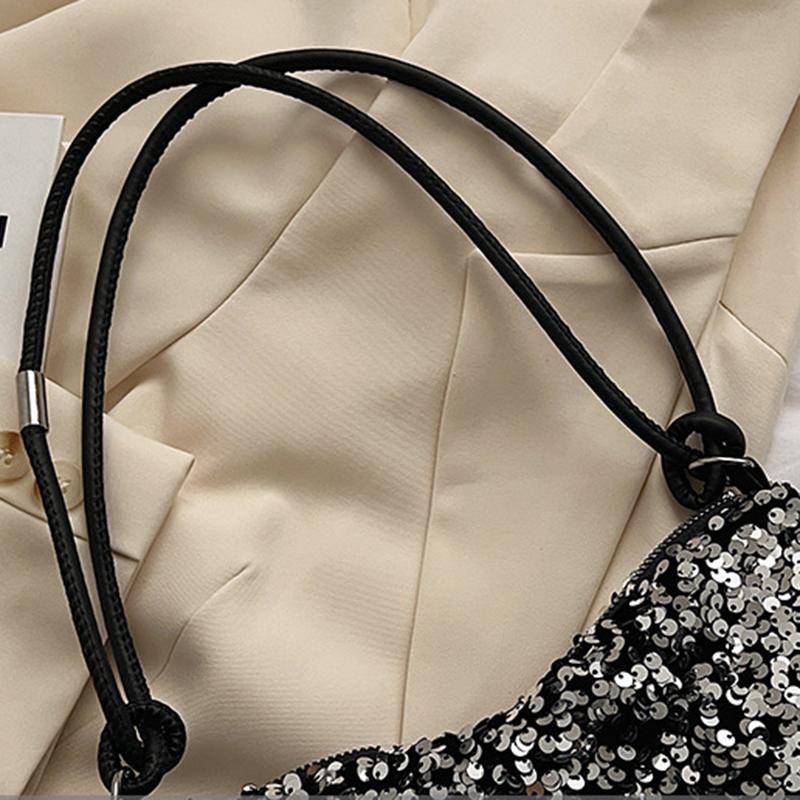 Yogodlns Винтажная женская вечеринка с блестками, маленькая сумка на плечо, модная однотонная универсальная сумка-хобо на молнии с подмышками