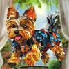 Dog Suncatcher Stained Acrylic Christmas Ornament Colorful Puppy Sun Catcher Window Hanging Decoration for Balcony Garden