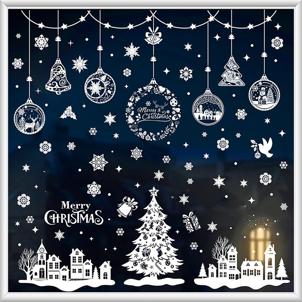 244 PCS Christmas Static Sticker 9 Sheets Of Window Sticker Window Decoration Glass Sticker Shopping Mall Hotel Floor-to-ceiling Christmas Decoration