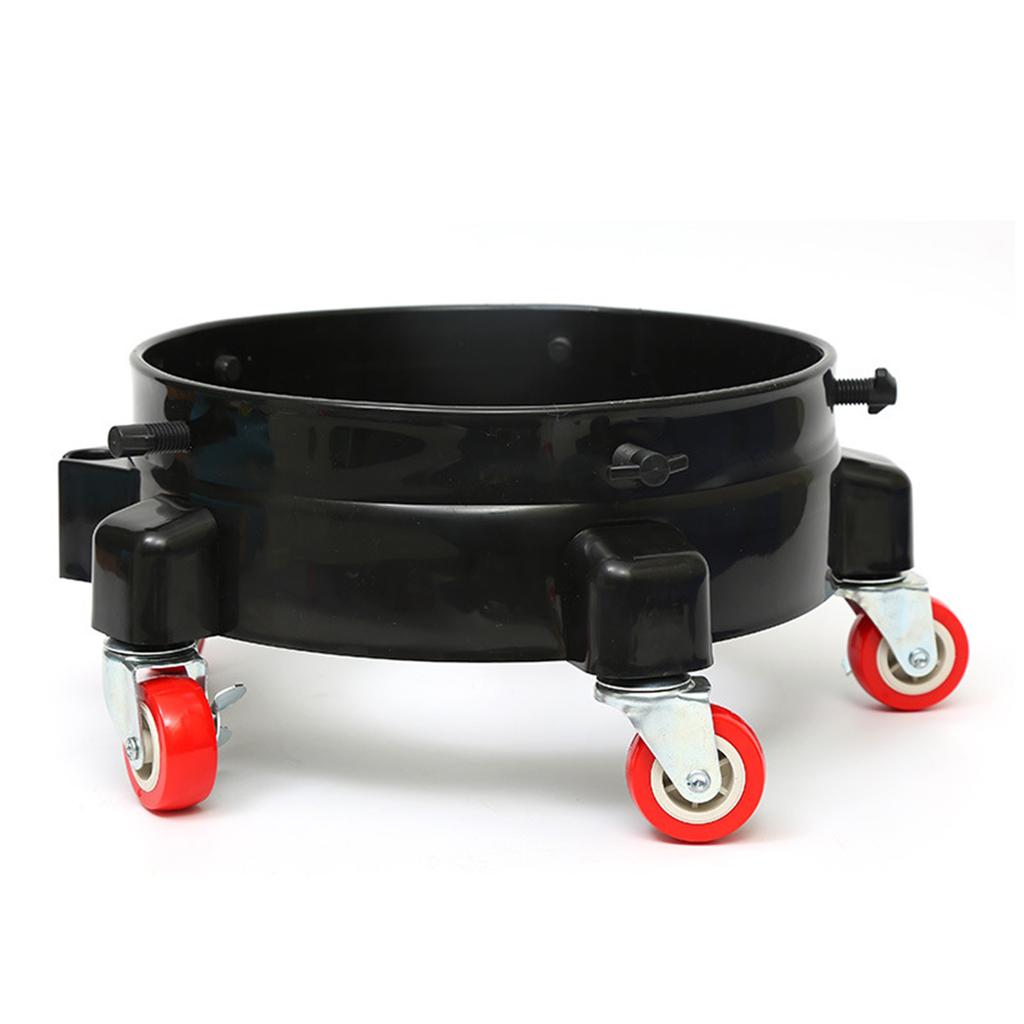Rolling Bucket Dolly for Car Washing, Easy Push Drum Dolly with 5 Swivel Casters, Black