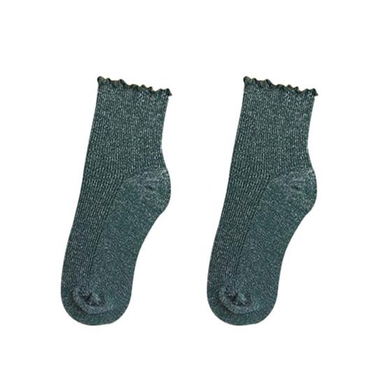 Модные женские однотонные блестящие дышащие хлопковые носки в рубчик среднего размера