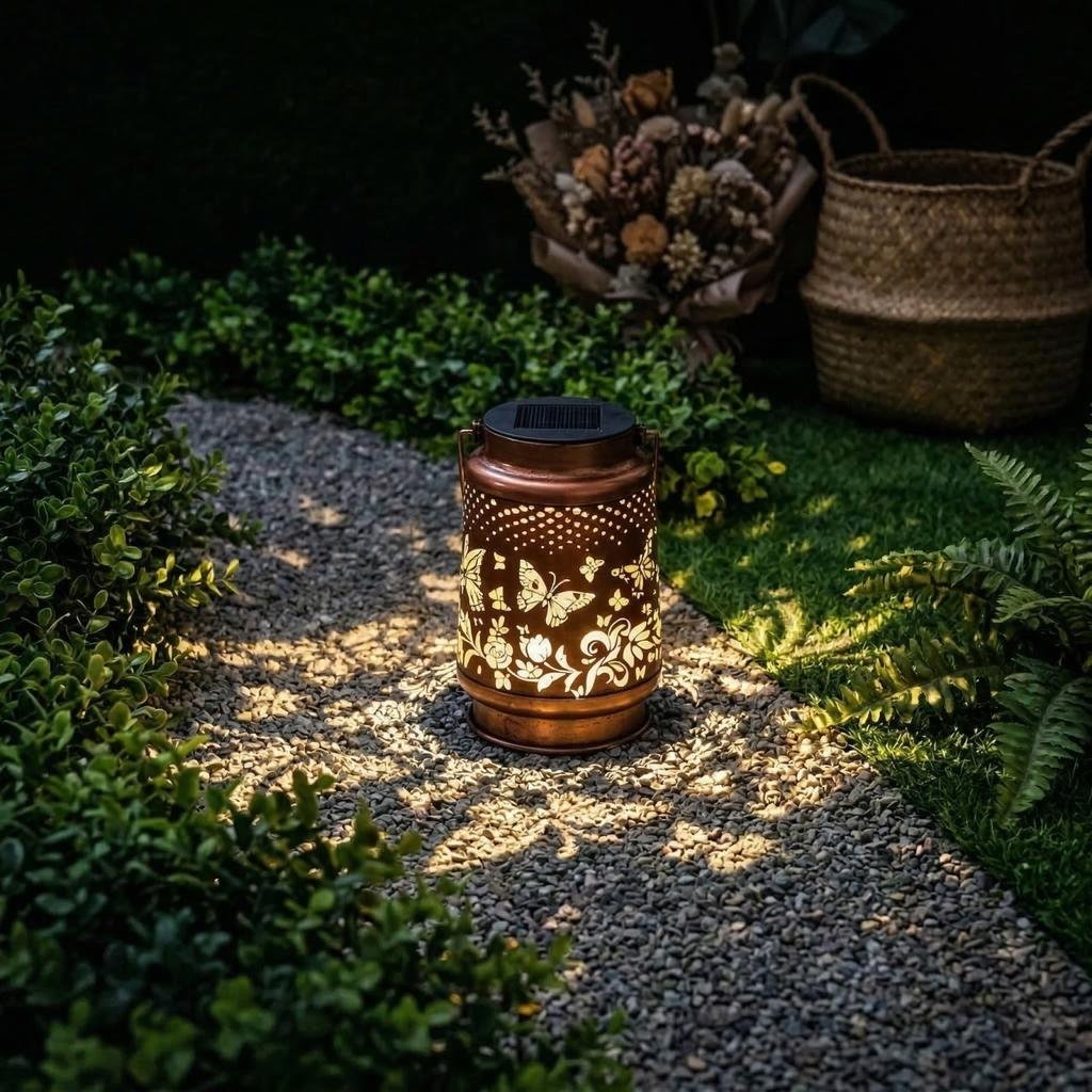 Solar-powered Butterfly Outdoor Light - A Retro Wrought Iron Lamp, Perfect For Outdoor Garden Decoration And Creating Ambient Lighting.