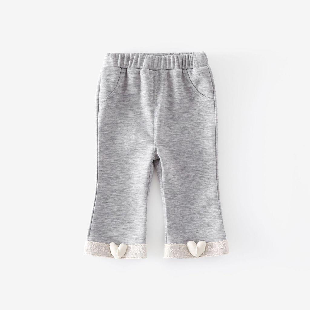 Осенние брюки-клеш для девочек в корейском стиле с дизайном в виде сердечек