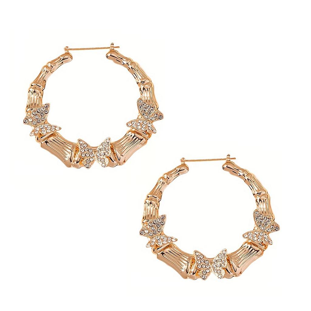 Stylish Butterfly Circle Earrings Drop Earrings Comfortable Ear Jewelry Alloy Texture Suitable for Daily and Party Wear