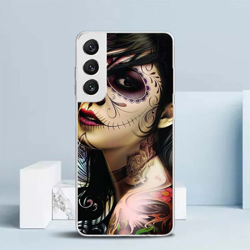 Catrina Beautiful Rose Girl Skull Soft Cover for Samsung Galaxy S25 Edge S26 S24 S23 Ultra Phone Case S22 S21 Plus S20 FE Print