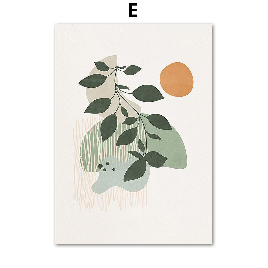 Абстрактное зеленое растение, плакат и линия печати, богемная луна, настенное искусство, мудрец, холст, картина, скандинавская настенная картина, украшение для гостиной