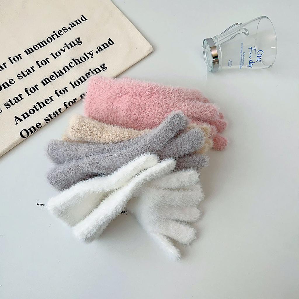 Fashion Winter Mink Velvet Five Finger Gloves Plush Warm Cold-proof Gloves Women Outdoors Cycling Solid Color Wistiti Mittens