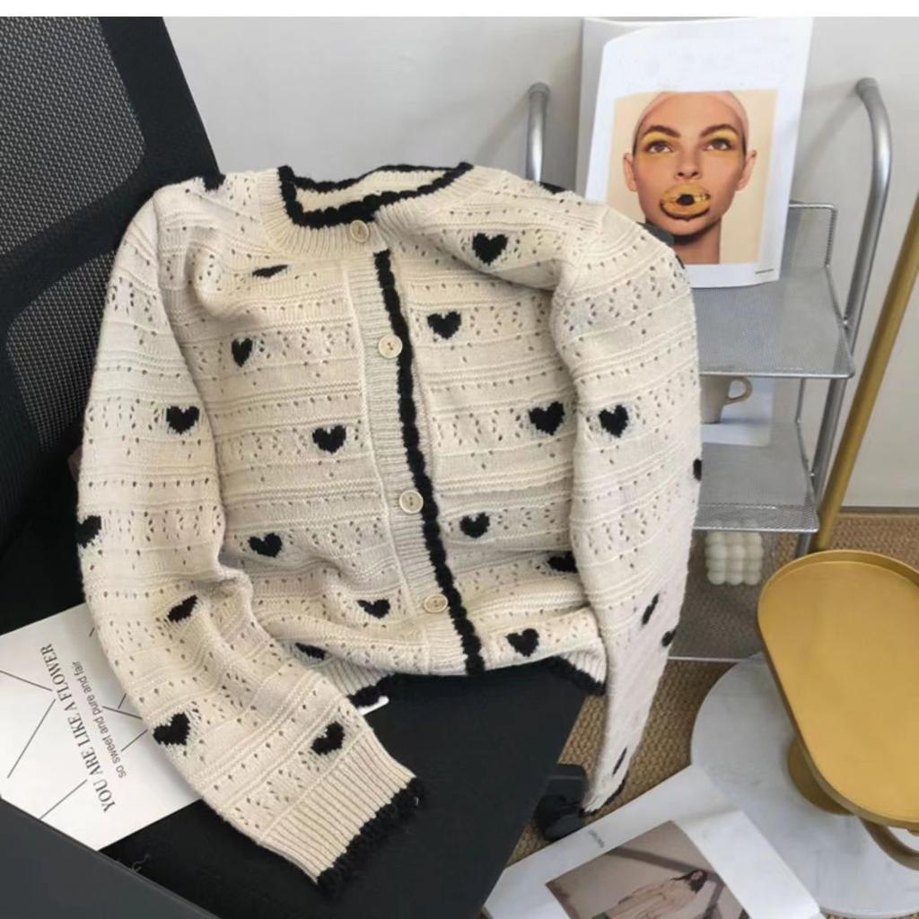 Cardigan Sweater Autumn Hong Kong Retro Chic Unique Top Super Nice Look Knitted Cardigan Hollow Bottom Female
