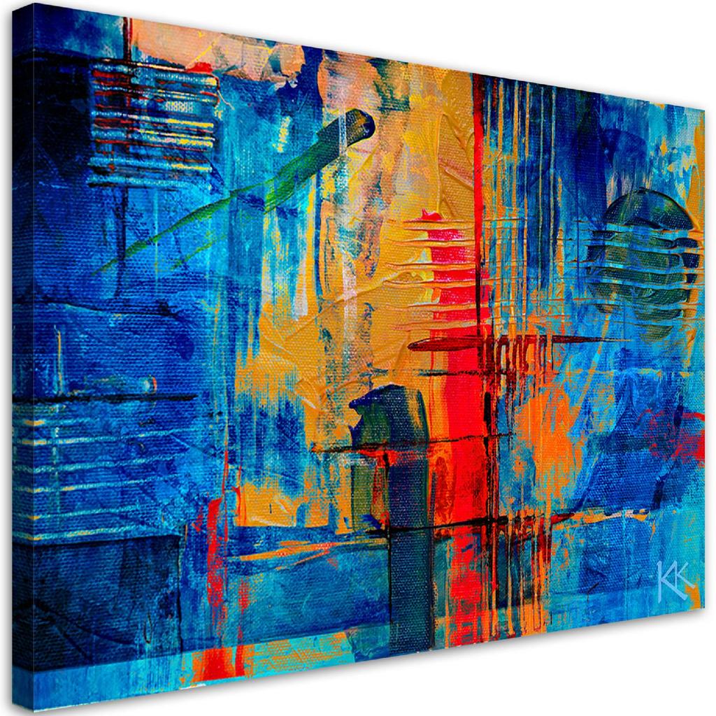 Canvas Print, Blue Abstraction Hand-painted