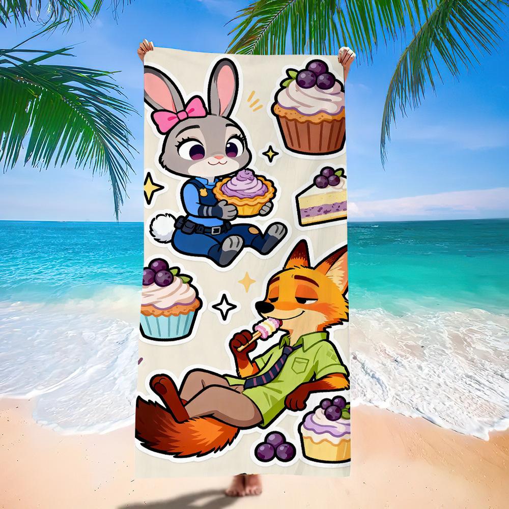 Zootopia Beach Towel Microfiber Bath Towel Kids Cartoon Week Judy Nick Quick Dry Towel