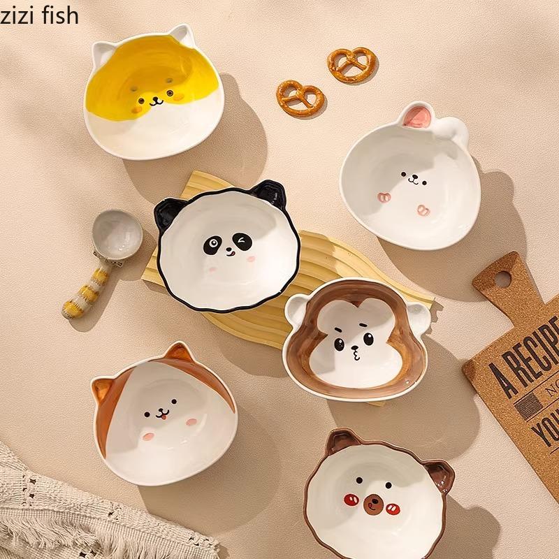 Cartoon Animal Shaped Ceramic Bowl Cute Breakfast Bowl Oat Bowl Yogurt Bowls Rice Bowls Soup Bowls Household Creative Tableware