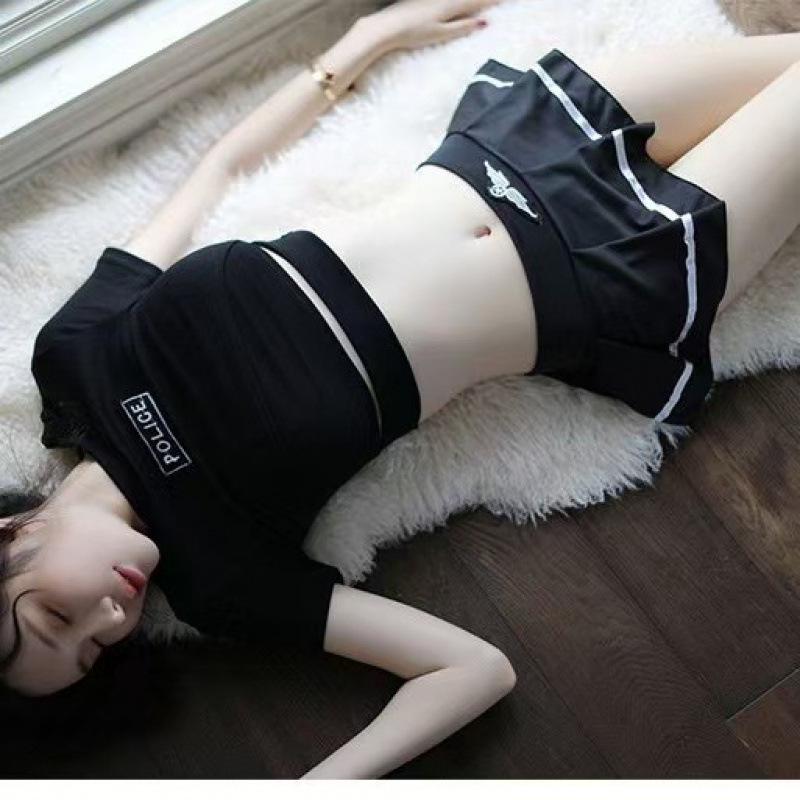 Соблазнительный черный комплект нижнего белья чирлидерши для ролевых игр