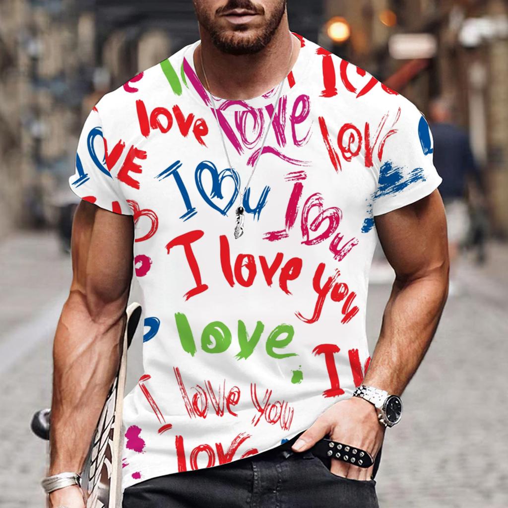 Футболки Lovers Hearr мужские летние футболки мужские уличные футболки с 3D-принтом модные топы с коротким рукавом и круглым вырезом