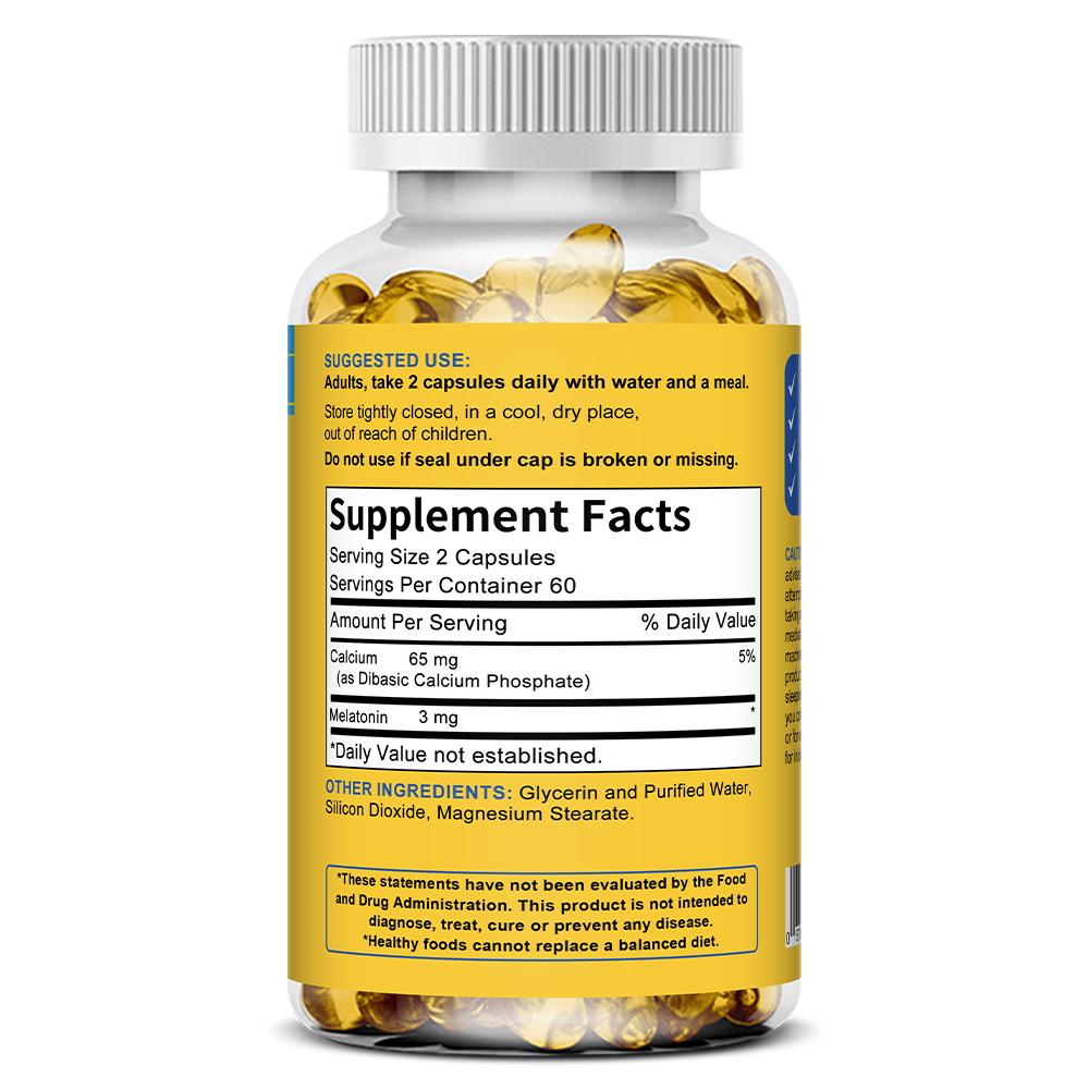 Fearathe Melatonin 3mg Capsules, 120 Count, Supports Sleep